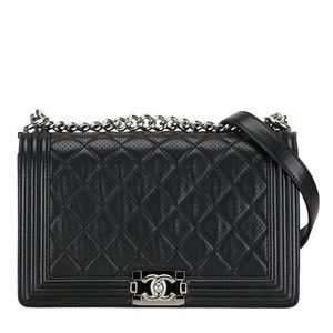 Chanel Matelasse 28 Cocomark Boy Chanel Handbag Bag Black Leather